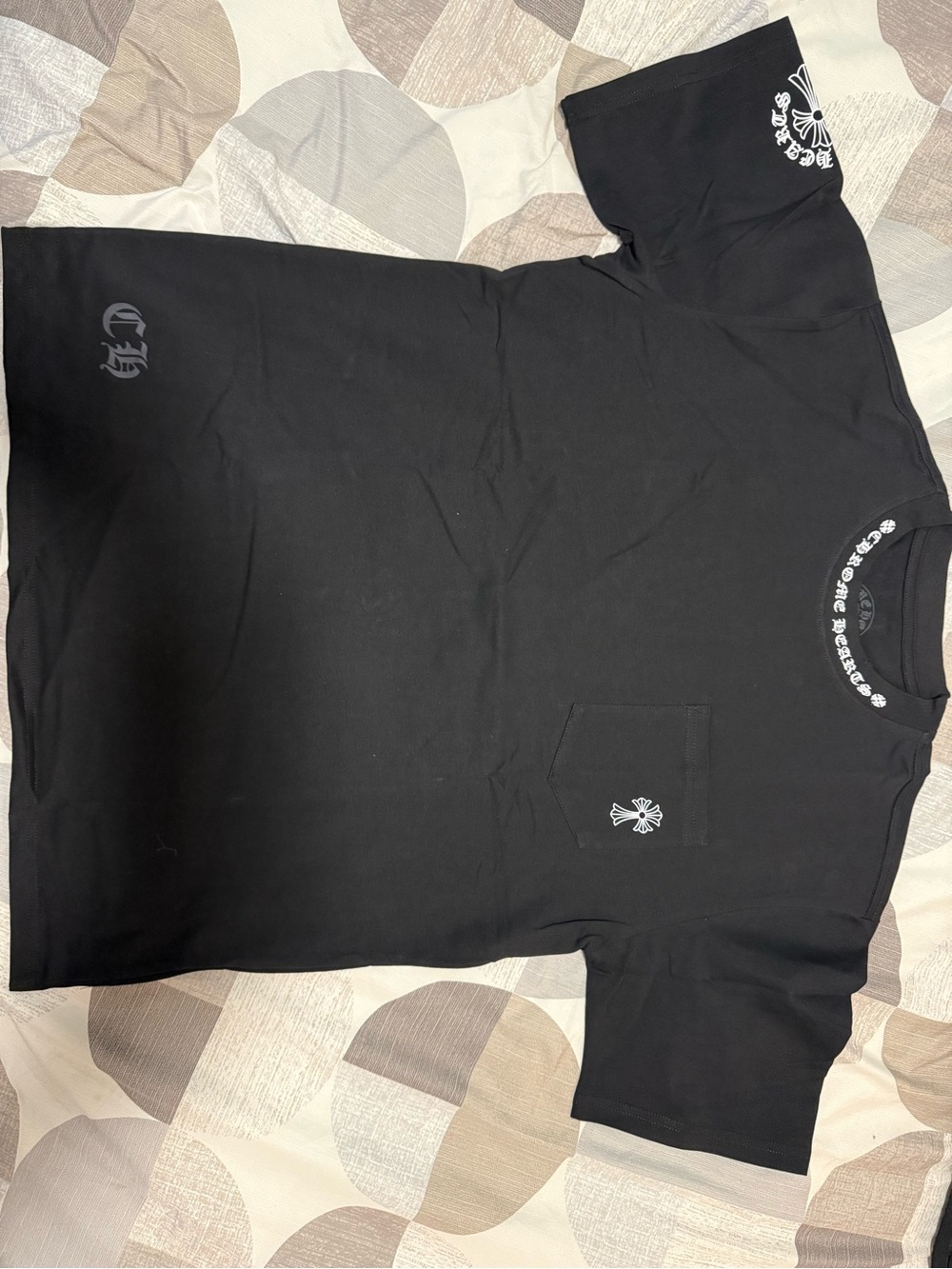 Chrome Hearts Black Tee with White Collar Script Size XL